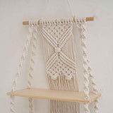 Wall Hanging Shelf Tassel Woven Shelves,Boho Wall Hanging Shelves for Small Plants Photo Frames,Home Living Room Bedroom Balcony Decor (beige) In Australia - Darrahopens
