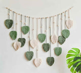 Wall Hanging Tapestry Boho Chic Home Decor Woven Green Leaf Large Tapestry Wall Art Decor Handmade Feather for Bedroom Living Room Apartment Hanging Decorations Green In Australia - Darrahopens