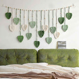 Wall Hanging Tapestry Boho Chic Home Decor Woven Green Leaf Large Tapestry Wall Art Decor Handmade Feather for Bedroom Living Room Apartment Hanging Decorations Green In Australia - Darrahopens