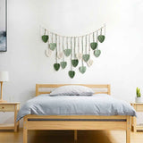 Wall Hanging Tapestry Boho Chic Home Decor Woven Green Leaf Large Tapestry Wall Art Decor Handmade Feather for Bedroom Living Room Apartment Hanging Decorations Green In Australia - Darrahopens