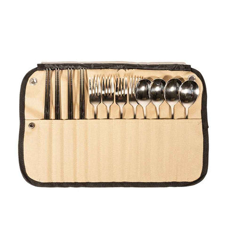 Tableware storage Tableware arranged neatly, at a glance, easy to use portable outdoor Cutlery storage jar (khaki)Storage bag only, tableware not included In Australia - Darrahopens