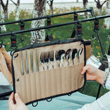 Tableware storage Tableware arranged neatly, at a glance, easy to use portable outdoor Cutlery storage jar (khaki)Storage bag only, tableware not included In Australia - Darrahopens