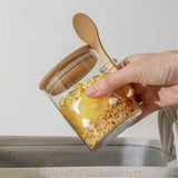 15 oz/450 ml Glass Storage Canister with with Airtight Lid, Cute Clear Decorative Container Jar with Wooden Spoon for Coffee Spice Candy In Australia - Darrahopens