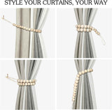 6 Pieces of Wood Bead Curtain Tieback Boho Curtain Tiebacks Curtain Holdbacks for Wall Curtain Ties Curtain Tie Backs with Hooks for Boho Decor Bedroom Decor Nursery Decor In Australia - Darrahopens