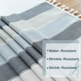 Tablecloths for Rectangle Tables, Cotton Linen Table Cloth Waterproof Tablecloth Wrinkle Free Farmhouse Dining Tables Cover, Soft Fabric Table Cloths with Tassels, Striped gray 90*140cm In Australia - Darrahopens