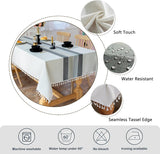 Tablecloths for Rectangle Tables, Cotton Linen Table Cloth Waterproof Tablecloth Wrinkle Free Farmhouse Dining Tables Cover, Soft Fabric Table Cloths with Tassels, Striped gray 90*140cm In Australia - Darrahopens