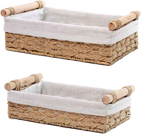 Paper Rope Decorative Toilet Paper Baskets & Bathroom Organizer for Toilet Tank Top, Shelves, Bedroom, Countertop,Home,Office Storage Bins, 2 Pack,Beige In Australia - Darrahopens
