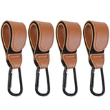 Baby Stroller Hooks Bag Hooks for Hanging Diaper Bags Multipurpose Hooks for Grocery Shopping Bags Premium Vegan Leather Pram Straps 4 Pcs (Brown) In Australia - Darrahopens