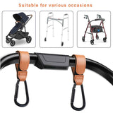 Baby Stroller Hooks Bag Hooks for Hanging Diaper Bags Multipurpose Hooks for Grocery Shopping Bags Premium Vegan Leather Pram Straps 4 Pcs (Brown) In Australia - Darrahopens