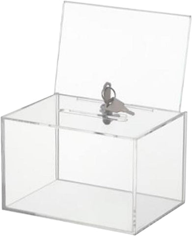 Acrylic Donation Box for Fundraising, Clear Suggestion Box with Slot and Lock, Thickened Ballot Boxs for Charity Tip Collection, Plastic Storage Container with Sign Holder（transparent） In Australia - Darrahopens