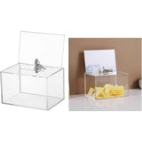 Acrylic Donation Box for Fundraising, Clear Suggestion Box with Slot and Lock, Thickened Ballot Boxs for Charity Tip Collection, Plastic Storage Container with Sign Holder（transparent） In Australia - Darrahopens