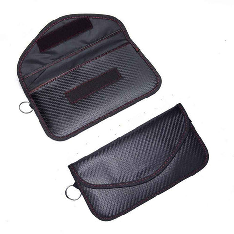 Key Fob Protector, RFID Blocking  Bag for Car Keys, Anti-Theft Signal Blocking Pouch for Key Fob Security (2 Pack)Red stitching In Australia - Darrahopens