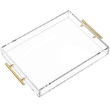 Clear Acrylic Serving Tray with Golden Handles, Sturdy Huge Capacity Acrylic Tray for Coffee, Juice, Kitchen and Desk Organizer, Storage Tray （Golden handle small size） In Australia - Darrahopens