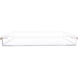 Clear Acrylic Serving Tray with Golden Handles, Sturdy Huge Capacity Acrylic Tray for Coffee, Juice, Kitchen and Desk Organizer, Storage Tray （Golden handle small size） In Australia - Darrahopens