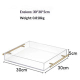 Clear Acrylic Serving Tray with Golden Handles, Sturdy Huge Capacity Acrylic Tray for Coffee, Juice, Kitchen and Desk Organizer, Storage Tray （Golden handle small size） In Australia - Darrahopens