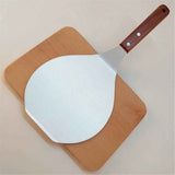 Food transfer shovel stainless steel circular pizza transfer shovel wooden handle large pizza shovel cake safe transfer shovel In Australia - Darrahopens