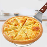 Food transfer shovel stainless steel circular pizza transfer shovel wooden handle large pizza shovel cake safe transfer shovel In Australia - Darrahopens