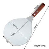 Food transfer shovel stainless steel circular pizza transfer shovel wooden handle large pizza shovel cake safe transfer shovel In Australia - Darrahopens