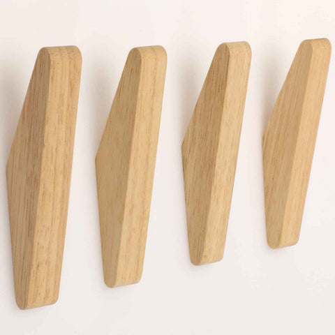 4 Pack Wood Wall Hooks Natural Wooden Coat Hooks Hat Hooks No Damage for Hanging Towels Clothes Adhesive Modern Home Decorative Gift In Australia - Darrahopens