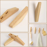 4 Pack Wood Wall Hooks Natural Wooden Coat Hooks Hat Hooks No Damage for Hanging Towels Clothes Adhesive Modern Home Decorative Gift In Australia - Darrahopens