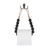 2pcs Natural Wood Bead Toilet Paper Holder Handmade Boho Rustic Farmhouse Wall Mounted Bathroom Kitchen Decor (Black) In Australia - Darrahopens