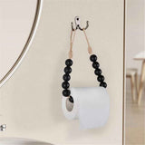 2pcs Natural Wood Bead Toilet Paper Holder Handmade Boho Rustic Farmhouse Wall Mounted Bathroom Kitchen Decor (Black) In Australia - Darrahopens