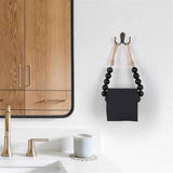 2pcs Natural Wood Bead Toilet Paper Holder Handmade Boho Rustic Farmhouse Wall Mounted Bathroom Kitchen Decor (Black) In Australia - Darrahopens