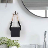 2pcs Natural Wood Bead Toilet Paper Holder Handmade Boho Rustic Farmhouse Wall Mounted Bathroom Kitchen Decor (Black) In Australia - Darrahopens