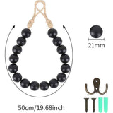 2pcs Natural Wood Bead Toilet Paper Holder Handmade Boho Rustic Farmhouse Wall Mounted Bathroom Kitchen Decor (Black) In Australia - Darrahopens
