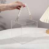 Transparent Wedding Gift Storage Girl's Flower Basket Transparent Flower Basket Wedding Pearl Handle Gift Box (12 * 12 * 12cm) In Australia - Darrahopens