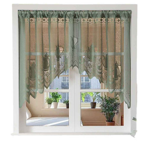 Half curtain lace decoration coffee curtain dust blocking curtain atmosphere curved curtain non perforated partition curtain bedroom（Green200*100cm） In Australia - Darrahopens