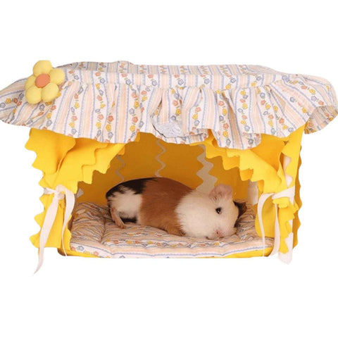 Dutch Pig Tunnel House Hamster Avoidance House Manufacturer Direct Sales Four Seasons Tassel Dutch Pig Nest (Yellow small） In Australia - Darrahopens