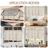 Light Striped Window Treatment Valance Curtains for Kitchen Living Room, 42" W x 18" L, 1 Panel beige