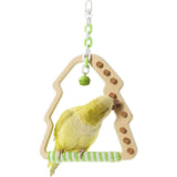 Natural Bird Swing - Tree-Shaped Parrot Perch with Bell and Cork Toys, Spinning Wooden Stand for Parakeets, Budgies, Lovebirds and Small/Medium Birds (White + Green) In Australia - Darrahopens