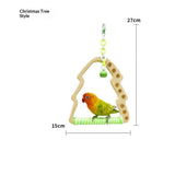 Natural Bird Swing - Tree-Shaped Parrot Perch with Bell and Cork Toys, Spinning Wooden Stand for Parakeets, Budgies, Lovebirds and Small/Medium Birds (White + Green) In Australia - Darrahopens