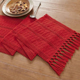 Bohemian style tablecloth, red tassel tablecloth, 140cm long, farmhouse woven home decoration, red  140*33cm In Australia - Darrahopens