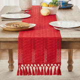 Bohemian style tablecloth, red tassel tablecloth, 140cm long, farmhouse woven home decoration, red  140*33cm In Australia - Darrahopens