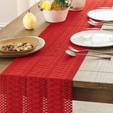 Bohemian style tablecloth, red tassel tablecloth, 140cm long, farmhouse woven home decoration, red  140*33cm In Australia - Darrahopens