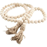 Farmhouse Beads Wood Bead Garland with Tassels Rustic Country Decor Boho Beads Big Wall Hanging Decor (2 Pack) In Australia - Darrahopens