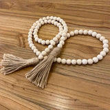 Farmhouse Beads Wood Bead Garland with Tassels Rustic Country Decor Boho Beads Big Wall Hanging Decor (2 Pack) In Australia - Darrahopens