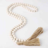 Farmhouse Beads Wood Bead Garland with Tassels Rustic Country Decor Boho Beads Big Wall Hanging Decor (2 Pack) In Australia - Darrahopens
