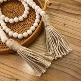 Farmhouse Beads Wood Bead Garland with Tassels Rustic Country Decor Boho Beads Big Wall Hanging Decor (2 Pack) In Australia - Darrahopens