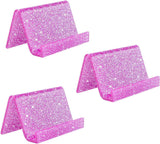3pcs Business Card Holder for Desk, Acrylic Business Card Holders Shine Card Stand Organizer Cards Display for Office Exhibition, Purple（pink） In Australia - Darrahopens