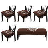 Waterproof Seat Covers for Dining Room Chairs Set of  with Stretch Bench Slipcover Jacquard Chair Covers Removable Washable Kitchen Chair Seat Cushion Protector 5pcs In Australia - Darrahopens