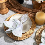 6 Set Cloth Napkins  Scalloped Embroidery Cloth Napkins Washable Polyester Table Dinner for Hotel Restaurant Weddings Events Parties (Bean green border) In Australia - Darrahopens