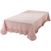 Solid Color Ruffled Tablecloth Cotton Rectangular Square Table Cover Decoration for Kitchen Dinning（pink） In Australia - Darrahopens