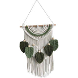 Leaves Woven Tapestry Leaf Tassel Boho Craft Chic Backdrop Macrame Wall Hanging Home Decoration for Home Dorm Wedding Bedroom In Australia - Darrahopens