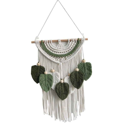 Leaves Woven Tapestry Leaf Tassel Boho Craft Chic Backdrop Macrame Wall Hanging Home Decoration for Home Dorm Wedding Bedroom In Australia - Darrahopens