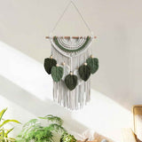 Leaves Woven Tapestry Leaf Tassel Boho Craft Chic Backdrop Macrame Wall Hanging Home Decoration for Home Dorm Wedding Bedroom In Australia - Darrahopens