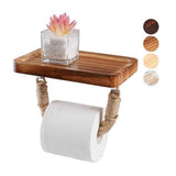 Farmhouse Toilet Paper Holder–Beach Rope Bathroom Decor, Wood Toilet Paper Roll Holder with Shelf, Nautical Bathroom Accessory Tissue Holder Towel Rack– Brown In Australia - Darrahopens